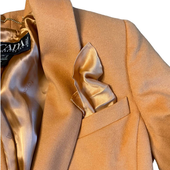 Vintage ESCADA Margaretha Ley Wool & Silk Camel Blazer Coat 36 Jacket - Picture 4 of 7